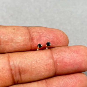 Black Diamond Stud Earrings 14K Yellow Gold • 0.09 Ct Round AAA 2.5-3mm Solitaire Diamond Earrings • Fine Jewelry Gift for Her