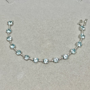 Aquamarine Bracelet 14K White Gold, Blue Gemstone Tennis Bracelet, Natural Aquamarine Jewelry, Elegant Gift for Her