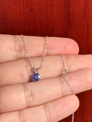 0.52-0.66 Ct Oval Tanzanite Pendant 6x5mm AA Solitaire in 14K White Gold with 18-Inch Chain
