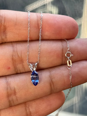 Tanzanite Pendant Platinum | Marquise Solitaire Necklace | 0.90 Ct Fine Gemstone Jewelry
