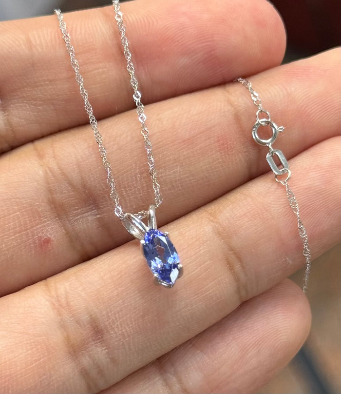 Tanzanite Pendant Platinum | Marquise Solitaire Necklace | 0.90 Ct Fine Gemstone Jewelry