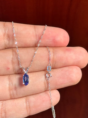 Tanzanite Pendant Platinum | Marquise Solitaire Necklace | 0.90 Ct Fine Gemstone Jewelry