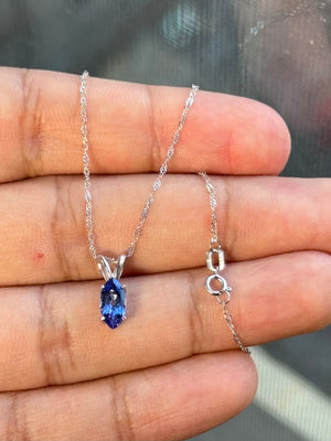 Tanzanite Pendant Platinum | Marquise Solitaire Necklace | 0.90 Ct Fine Gemstone Jewelry