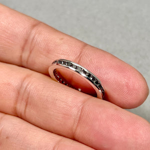 Black Diamond Eternity Band 14K White Gold | 0.60–0.80 Ct Diamond Ring | Channel Set Wedding Band | Stackable Anniversary Ring Size 7.5