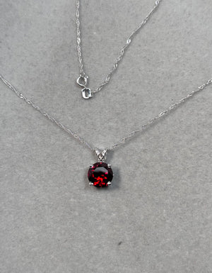 3.60–4.55 Ct Round Garnet Solitaire Pendant Platinum | 10mm AAA Dark Red Garnet Necklace | January Birthstone Luxury