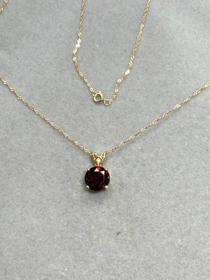 4.21 Ct Round Garnet Solitaire Pendant 14K Yellow Gold | 10mm AAA Dark Red Garnet Necklace | January Birthstone Jewelry
