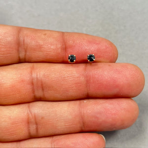 14K Yellow Gold Black Diamond Stud Earrings • 1/4 Ct Round Rose Cut AAA Quality • 2.5–3mm Natural Black Diamond Solitaire Earrings for Women