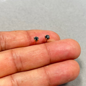 14K Yellow Gold Black Diamond Stud Earrings • 1/4 Ct Round Rose Cut AAA Quality • 2.5–3mm Natural Black Diamond Solitaire Earrings for Women