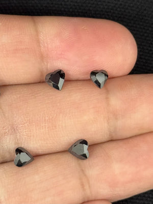 Black Cubic Zirconia Heart Shape 4–10mm | Loose Black CZ Stones | Jewelry Making Gemstones