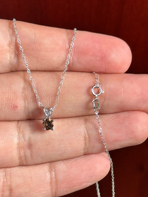 0.32Ct Natural Fancy Dark Orangey Brown Diamond Pendant – SI1 Round Solitaire in Platinum – 18K White Gold Chain – Jewelry Gift