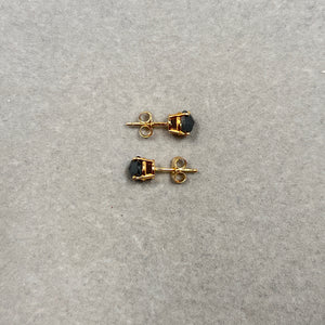 1.50 Ct Round Rose Cut Black Diamond Stud Earrings 14K Yellow Gold | Genuine Black Diamond Solitaire Earrings | Minimalist Fine Jewelry Gift