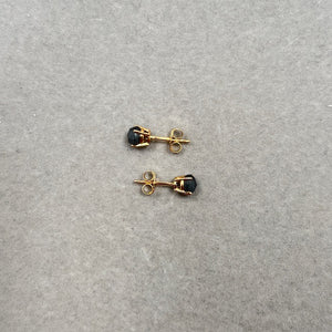 1 Ct AA Round Rose Cut Black Diamond Stud Earrings in 14K Yellow Gold – Elegant Solitaire Four Prong Women’s Jewelry
