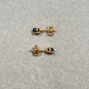 1/2 Ct Round Rose Cut Black Diamond Stud Earrings 14K Yellow Gold | Genuine Black Diamond Earrings | Minimalist Fine Jewelry
