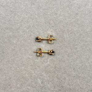 1/4 Ct Round Rose Cut Black Diamond Stud Earrings 14K Yellow Gold, Dainty Real Diamond Earrings, Minimalist Gold Studs for Women
