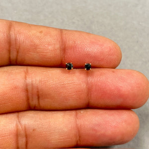 1/4 Ct Round Rose Cut Black Diamond Stud Earrings 14K Yellow Gold, Dainty Real Diamond Earrings, Minimalist Gold Studs for Women