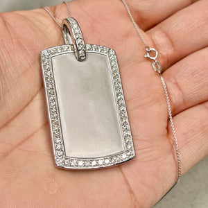 luxury gift box with mens diamond dog tag necklace inside