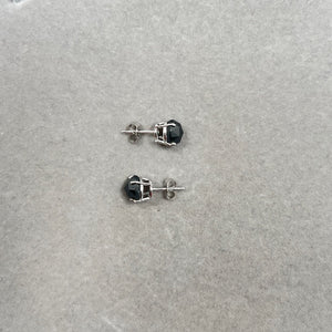 EGL USA Certified 3 Ct Round Rose Cut Black Diamond Stud Earrings 14K White Gold | AAA Quality Real Diamond Jewelry for Women