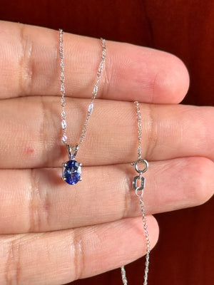 0.52-0.66 Ct Oval Tanzanite Necklace 6x5mm AA Solitaire in Platinum