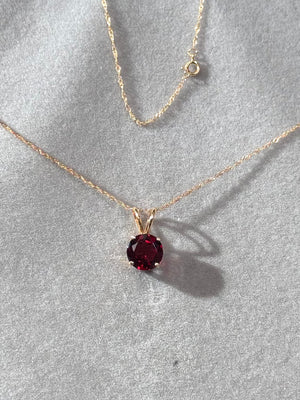 9mm Garnet Pendant 14K Yellow Gold AAA Natural Red January Birthstone Necklace 2.94-3.55 Ct Solitaire Gift for Her
