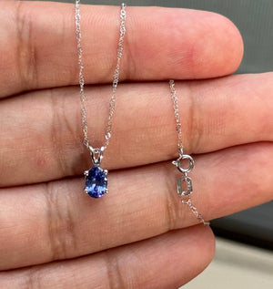 0.52-0.66 Ct Oval Tanzanite Necklace 6x5mm AA Solitaire in Platinum