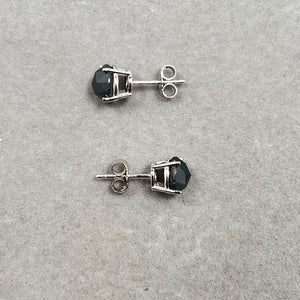 EGL USA Certified 2.5 Ct Round Rose Cut Black Diamond Stud Earrings 14K White Gold | AAA Quality Real Diamond Jewelry for Women