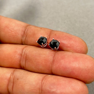 EGL USA Certified 2.5 Ct Round Rose Cut Black Diamond Stud Earrings 14K White Gold | AAA Quality Real Diamond Jewelry for Women