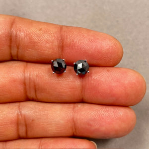 EGL USA Certified 2.5 Ct Round Rose Cut Black Diamond Stud Earrings 14K White Gold | AAA Quality Real Diamond Jewelry for Women
