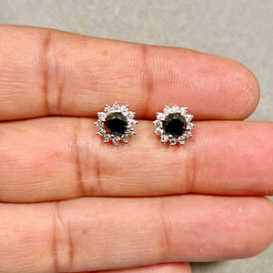 Black & White Diamond Earrings | 14K White Gold Diamond Studs | Natural Diamond Earrings | Two Tone Diamond Jewelry | Statement Studs