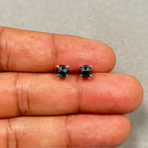 1.65 Ct AAA Black Diamond Stud Earrings 14K White Gold, Round Rose Cut Solitaire Four Prong, Luxury Women’s Jewelry Gift