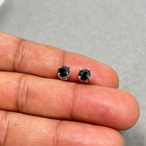 1.65 Ct AAA Black Diamond Stud Earrings 14K White Gold, Round Rose Cut Solitaire Four Prong, Luxury Women’s Jewelry Gift