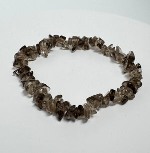 Natural Smoky Quartz Beaded Bracelet – Stretch 7-8 Inch Crystal Healing Stone Jewelry for Men & Women