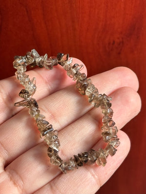 Natural Smoky Quartz Beaded Bracelet – Stretch 7-8 Inch Crystal Healing Stone Jewelry for Men & Women
