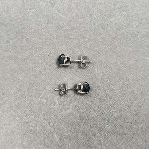 1.00 Ct of 5.40-5.50 mm AAA Round Rose Cut Black Diamond Stud Earrings in 14K White Gold
