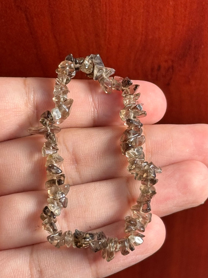 Natural Smoky Quartz Beaded Bracelet – Stretch 7-8 Inch Crystal Healing Stone Jewelry for Men & Women