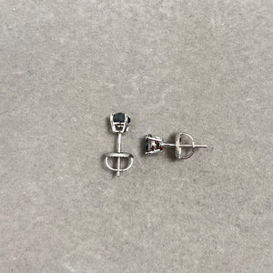 3/4 Ct AAA Black Diamond Stud Earrings 14K White Gold, Round Rose Cut Solitaire Four Prong Classic Women's Jewelry