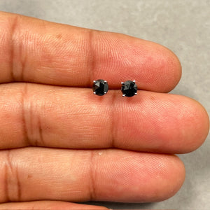 3/4 Ct AAA Black Diamond Stud Earrings 14K White Gold, Round Rose Cut Solitaire Four Prong Classic Women's Jewelry