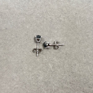 1/2 Cts of 3.70-3.90 mm AAA Round Rose Cut Black Diamond Stud Earrings in 14K White Gold