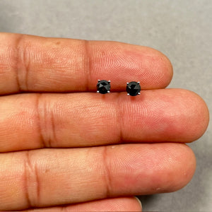 1/2 Cts of 3.70-3.90 mm AAA Round Rose Cut Black Diamond Stud Earrings in 14K White Gold