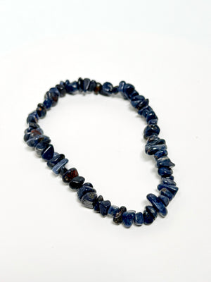 Natural Sapphire Bracelet - 7-8" Stretch Beaded Gemstone Jewelry - Healing Stone for Wisdom & Protection - Unisex Blue Crystal Bracelet