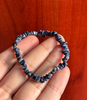 Natural Sapphire Bracelet - 7-8" Stretch Beaded Gemstone Jewelry - Healing Stone for Wisdom & Protection - Unisex Blue Crystal Bracelet