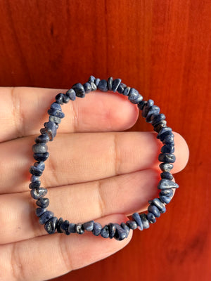 Natural Sapphire Bracelet - 7-8" Stretch Beaded Gemstone Jewelry - Healing Stone for Wisdom & Protection - Unisex Blue Crystal Bracelet