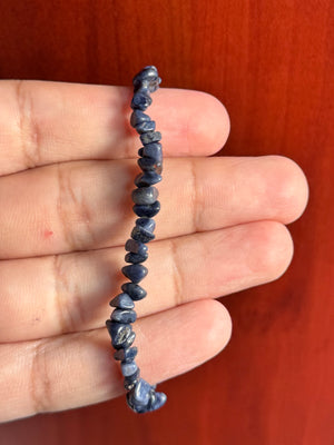 Natural Sapphire Bracelet - 7-8" Stretch Beaded Gemstone Jewelry - Healing Stone for Wisdom & Protection - Unisex Blue Crystal Bracelet