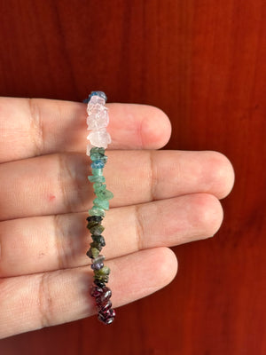 Natural Multi-Color Gemstone Beaded Bracelet – 7 to 8 Inch Stretch, Handmade Colorful Healing Crystal Jewelry Gift