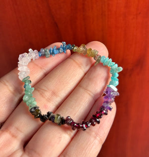 Natural Multi-Color Gemstone Beaded Bracelet – 7 to 8 Inch Stretch, Handmade Colorful Healing Crystal Jewelry Gift