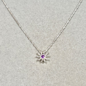 Amethyst Star Pendant Silver | 4mm Round Amethyst Necklace | Purple Gemstone Star Necklace | February Birthstone Gift