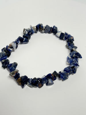 Natural Sodalite Beaded Bracelet | 7-8 Inch Stretch Bracelet | Genuine Blue Gemstone Healing Jewelry | Handmade Gift for Men & Women