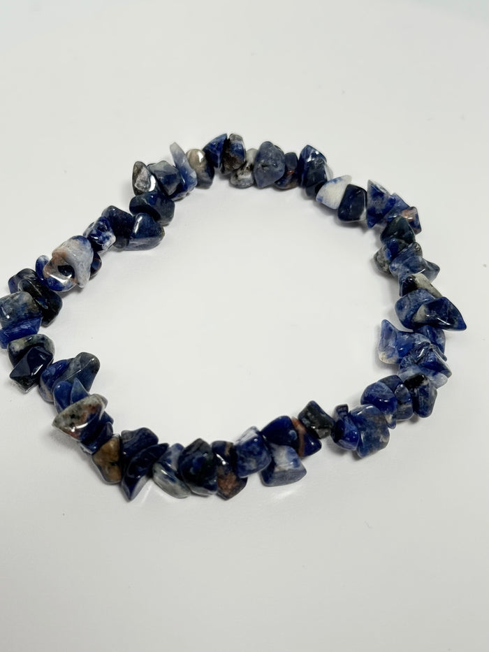 Natural Sodalite Beaded Bracelet | 7-8 Inch Stretch Bracelet | Genuine Blue Gemstone Healing Jewelry | Handmade Gift for Men & Women