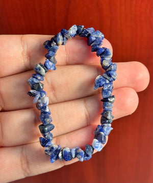 Natural Sodalite Beaded Bracelet | 7-8 Inch Stretch Bracelet | Genuine Blue Gemstone Healing Jewelry | Handmade Gift for Men & Women