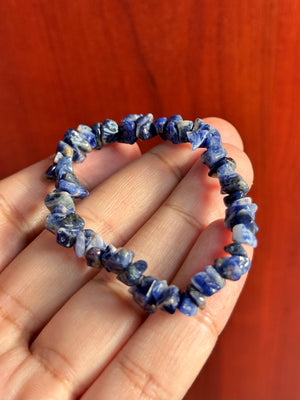 Natural Sodalite Beaded Bracelet | 7-8 Inch Stretch Bracelet | Genuine Blue Gemstone Healing Jewelry | Handmade Gift for Men & Women