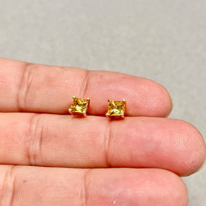Yellow sapphire studs presented in a premium gift box